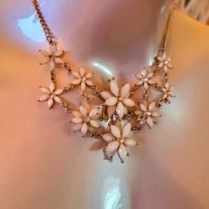Stunning gold and white crystal flower necklace